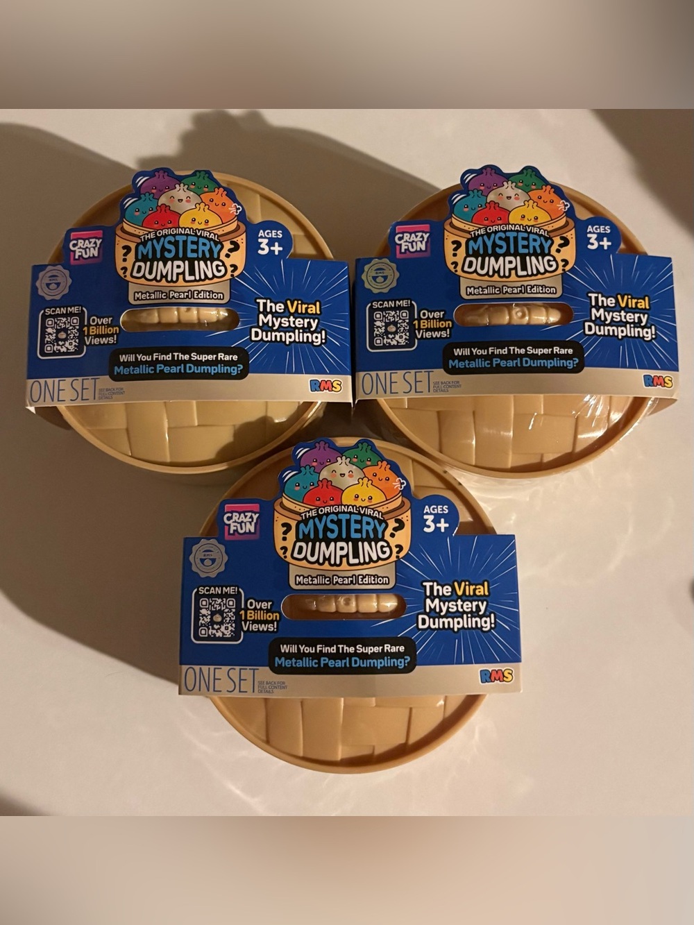 ✨ 3-Pack Crazy Fun Mystery Dumpling Metallic Pearl Edition NEW Sealed SLOW RISE